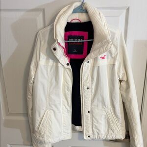 Hollister Cream Jacket with Pink Accent